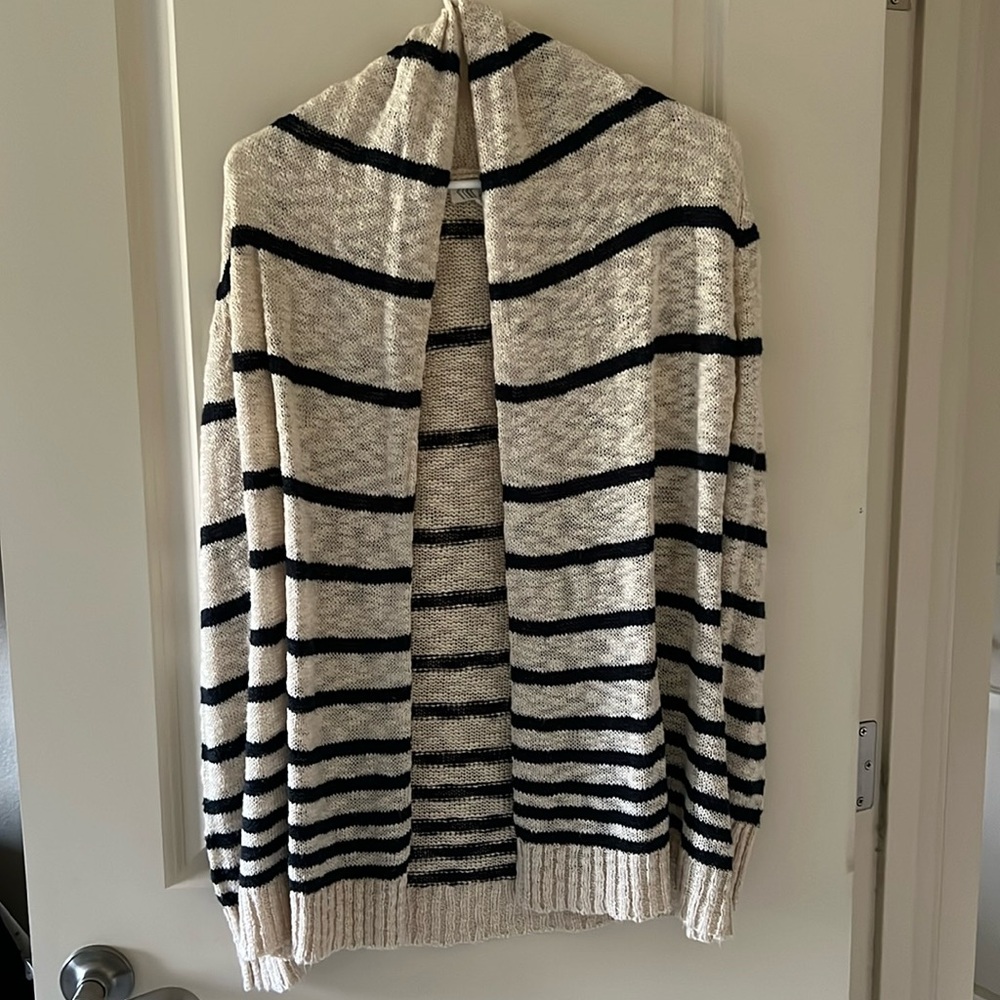 S Pink Rose long striped cardigan